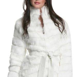 Marciano rabbit real fur real leather coat, worn once in a flawless condition